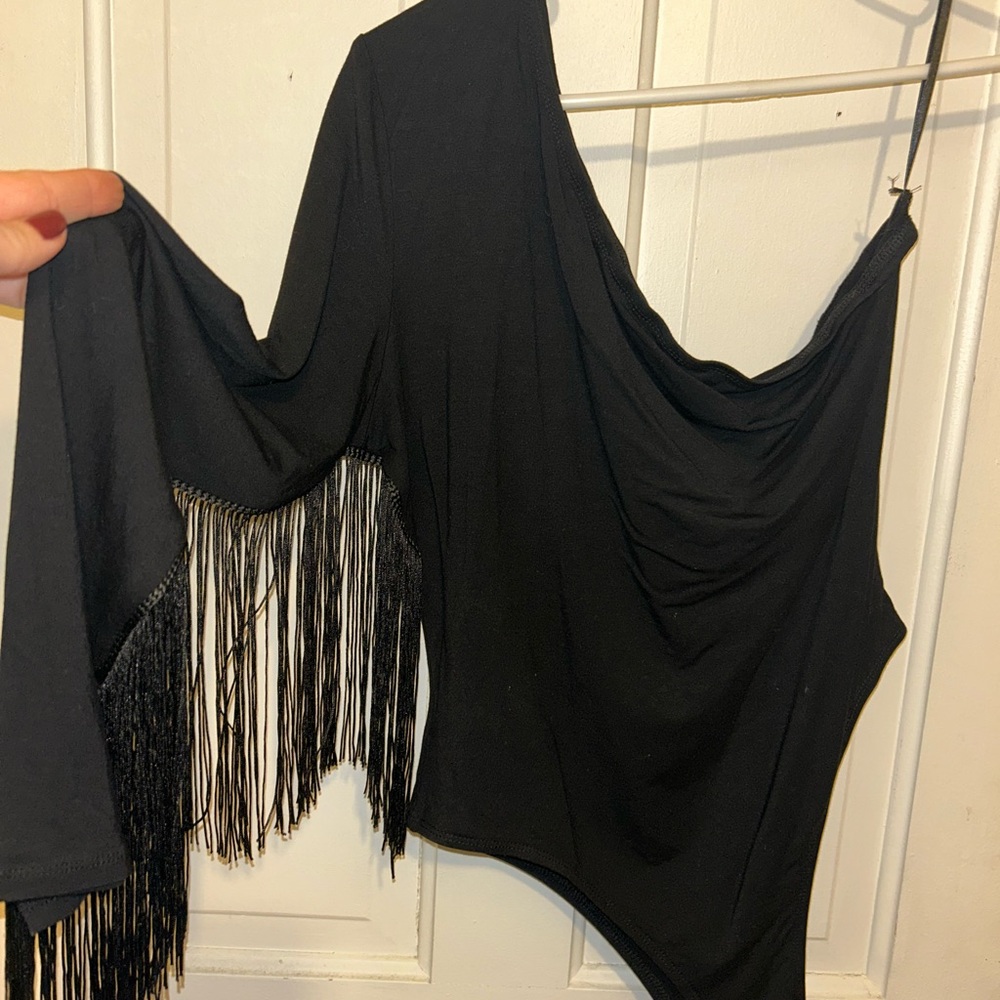 SHEIN Black Fringe Bodysuit